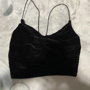 Wild fable Black Velvet cropped shirt xs